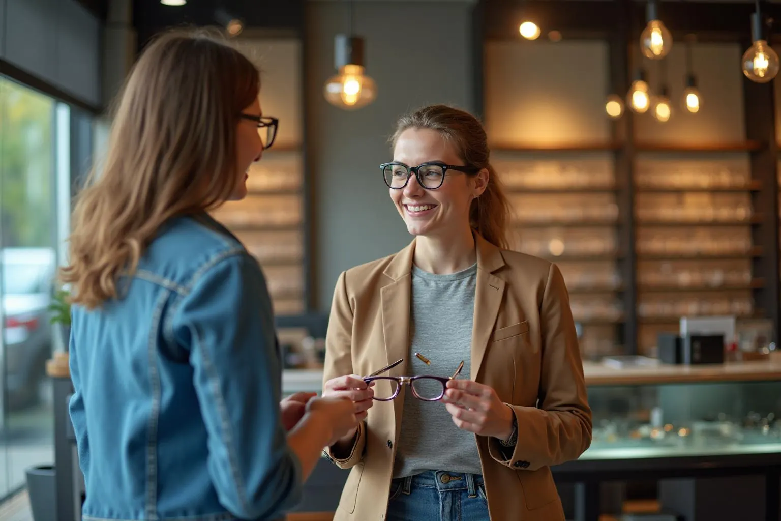 Opticien conseillant un client
